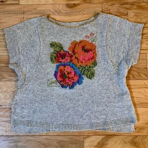 Angel Of The North Anthropologie Knit Sweater with Gold Trim